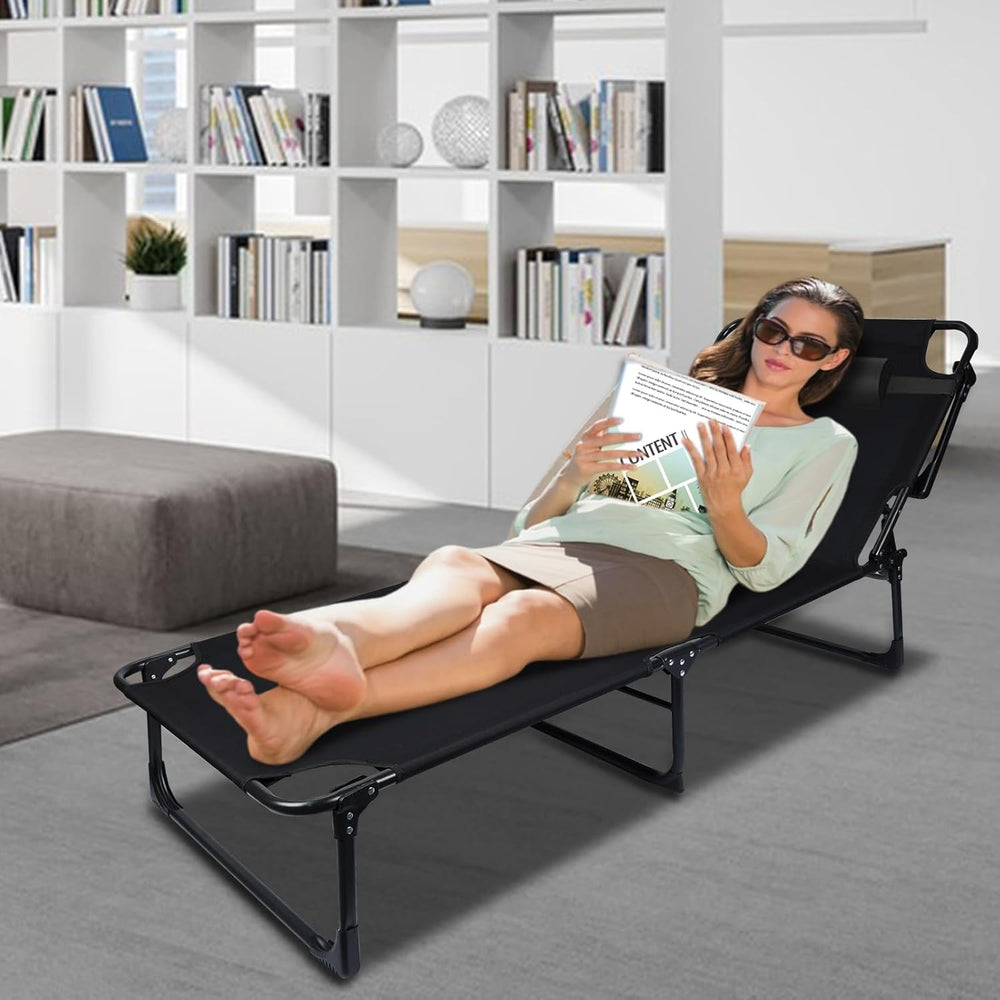 Chaise Lounge Chair | Outdoor Tanning Chair with Pillow[4 Positions] | Heavy ...
