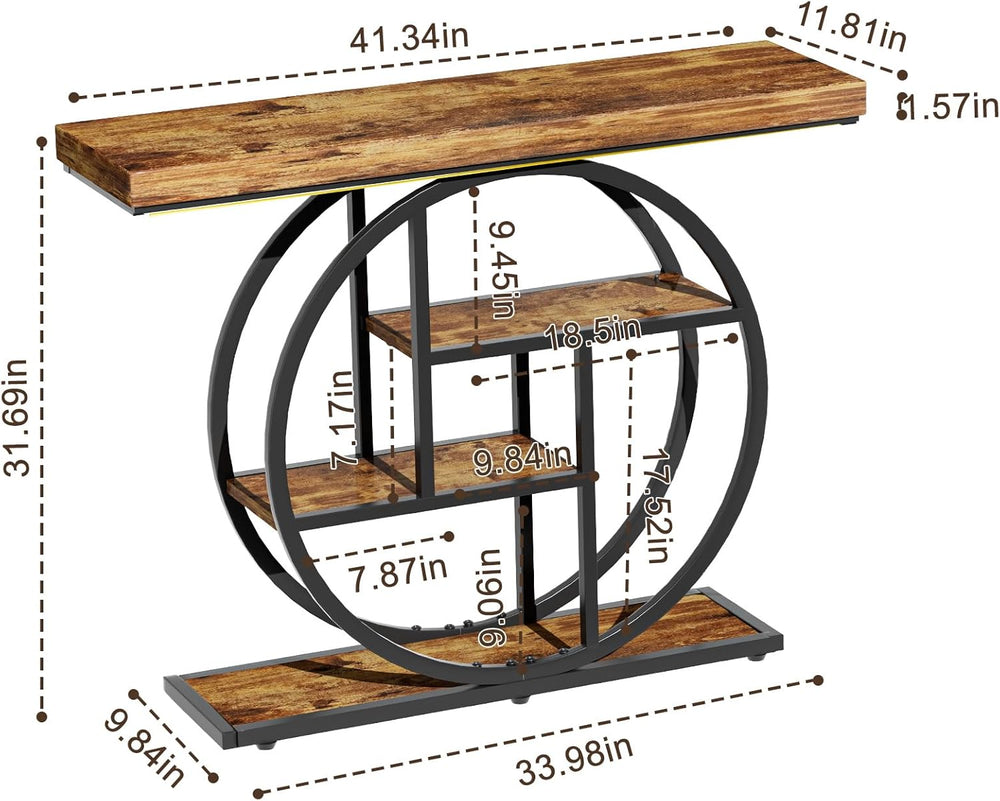 RANXFLOAT Console Tables for Entryway, 4-Tier Industrial Narrow Wood Sofa Tab...