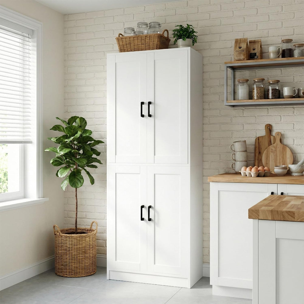 DIYART 71" Tall Kitchen Pantry Cabinet, Freestanding Food Storage Organi...