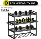 KAFAHOM Power Tool Organizer,4 Layer Drill Holders Wall Mount,Heavy Duty Metal Organizers and Storage Rack for Garage Organization,Tools Shelves with Screwdriver Plier/Hammer Holder, Black