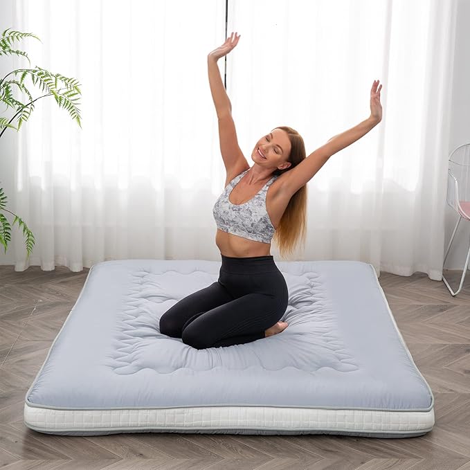 Dr.Futon Japanese Floor Futon Mattress Mat Extra Thick Folding Roll Up Bed fo...