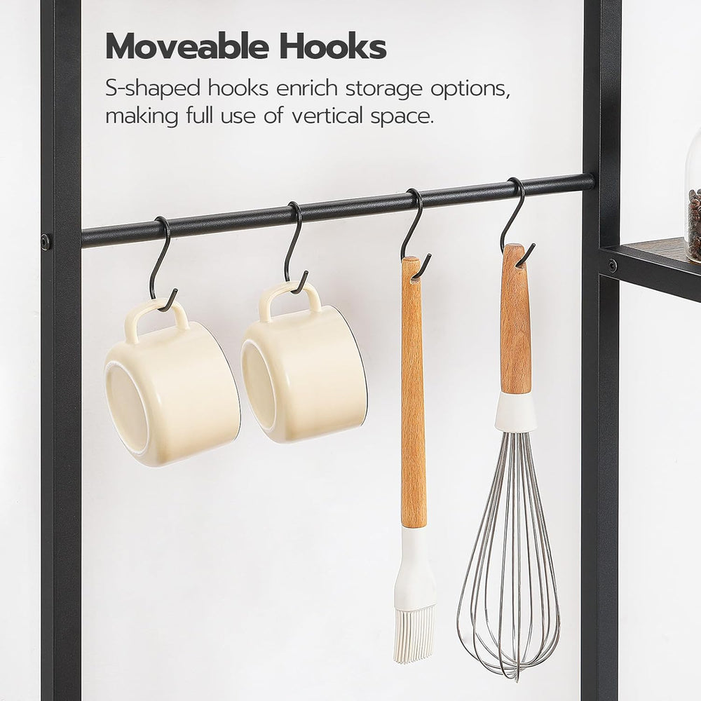 HOOBRO Large Bakers Rack with Power Outlets, 6-Tier Microwave Stand with 4 Ho...