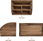 OKSQW Wooden Desk Organizer, Solid Wood Pen Holder for Desktop Organizer, No Need Assembly, Home Office Supplies Workspace Organizers Mail Holder Remote Control Countertop Storage Box