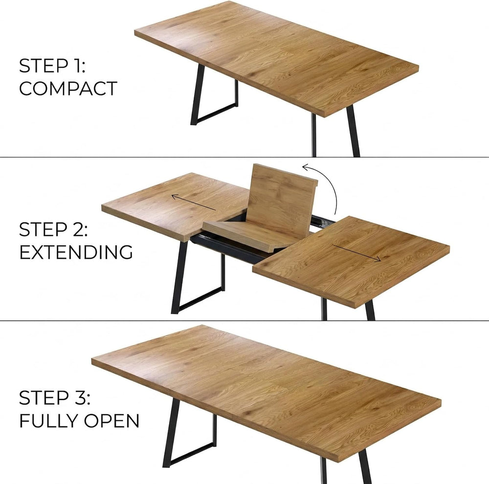 ZckyCine Butterfly‑Leaf 47‑63 Inch Extendable Dining Set with 6 PU Leather Ch...