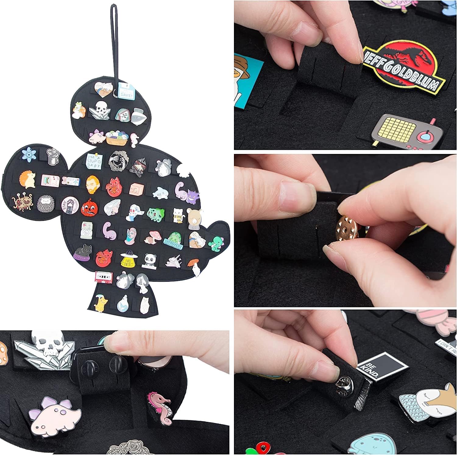 Hanging Brooch Pin Organizer Enamel Pin Display Cute Cartoon Shape Brooch Pin Display Storage Holder for Brooch Pin(Without Accessories ) (black-mouse)