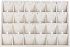 Mornajina 24 Grids Stackable Jewelry Tray Organizer with Removable Dividers, Velvet Jewelry Display Tray for Earrings Necklaces Bracelet Rings Display Showcase - Beige