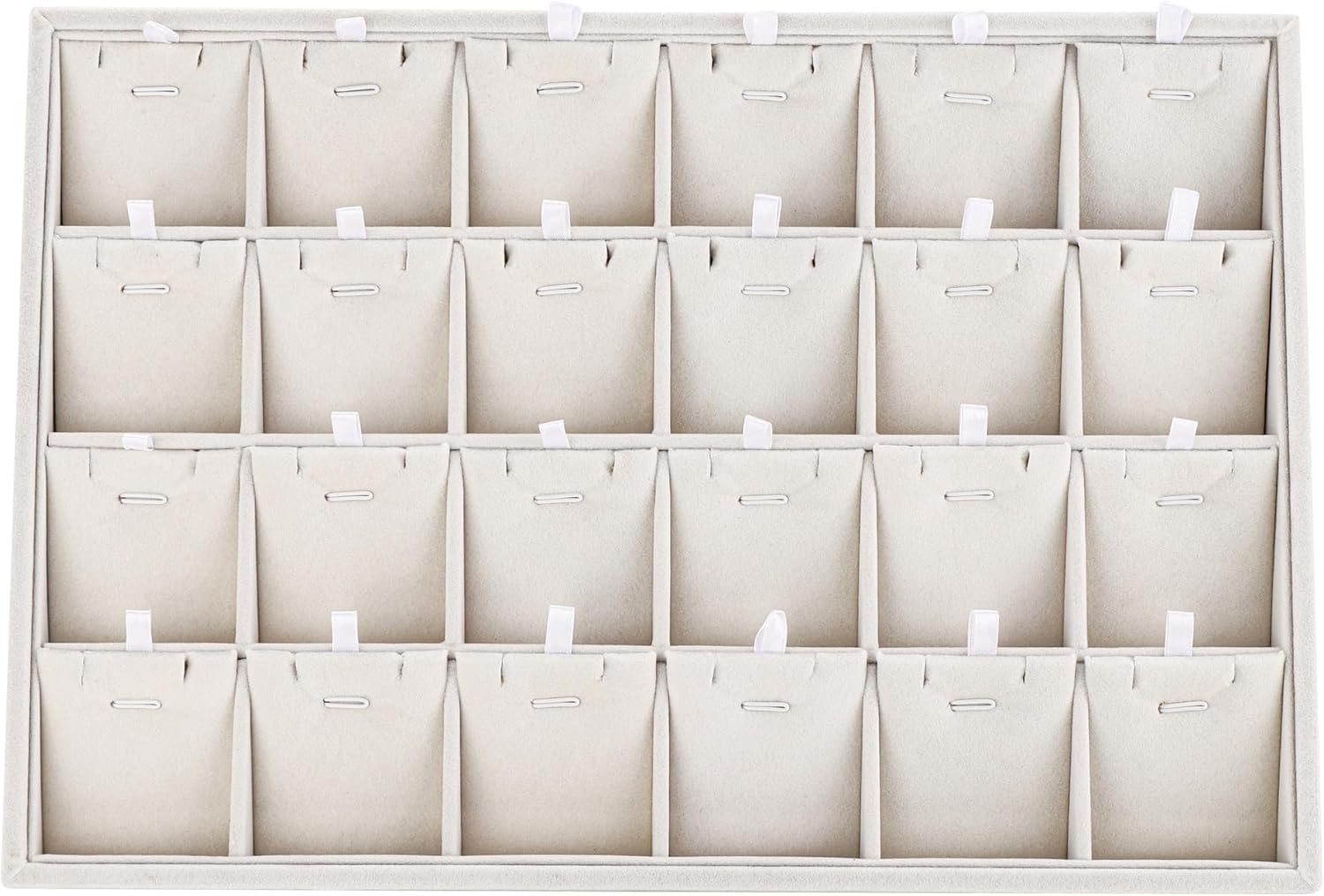 Mornajina 24 Grids Stackable Jewelry Tray Organizer with Removable Dividers, Velvet Jewelry Display Tray for Earrings Necklaces Bracelet Rings Display Showcase - Beige