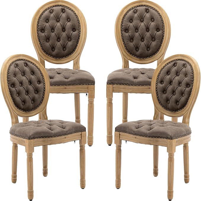 French Country Dining Chairs Set of 4, Tan Kitchen & Dining Room Chairs, ...