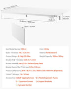 VEVOR Wall Mounted Folding Table, 39.4 x 19.7 inches Wall Mount Table, Floating Desk with Iron Bracket for Small Spaces, Home Office, Dining, Laundry Room, Kitchen, Bar, White