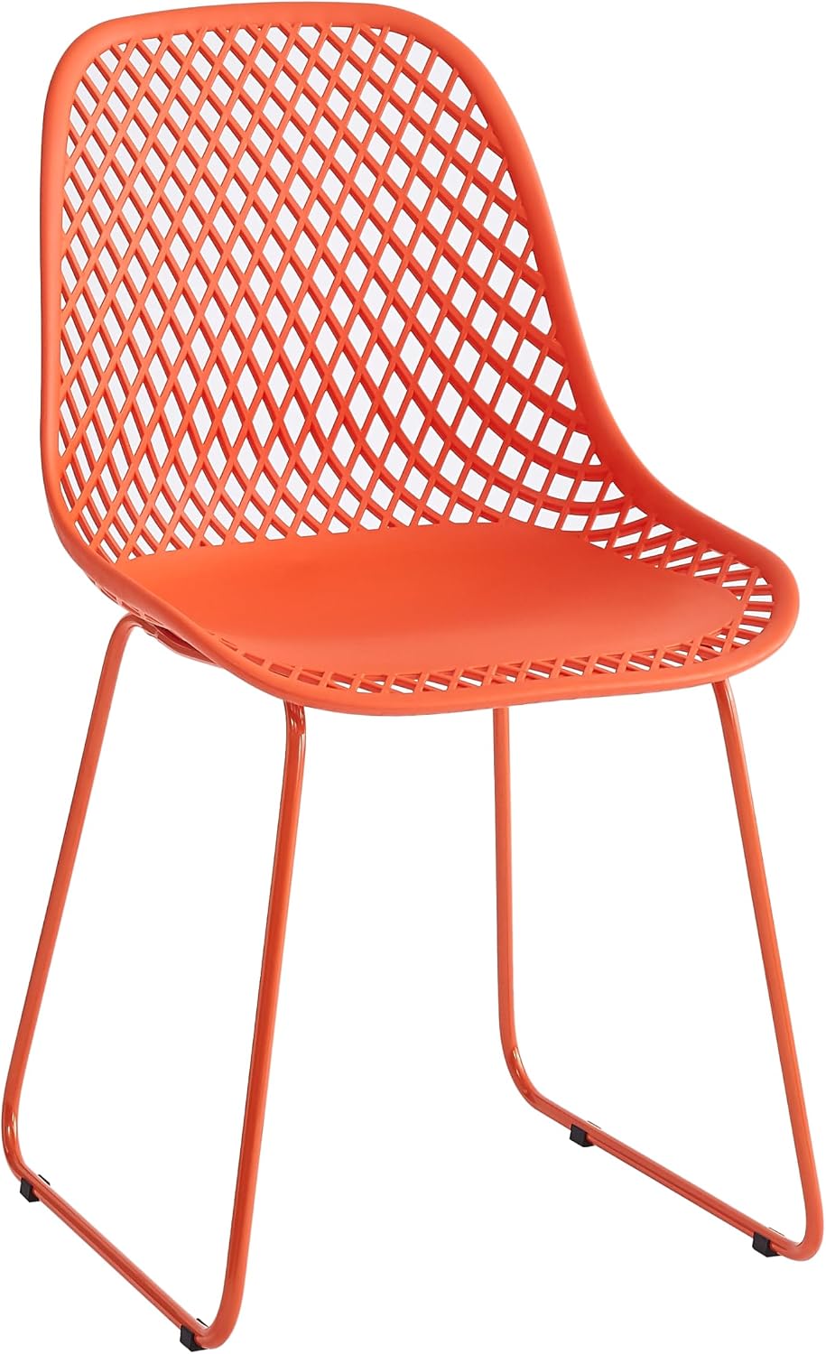 Modern Plastic Dining Chairs, Set of 4 (Blood Orange) | Easy-clean, 280lb Cap...