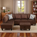 3-Piece L-Shaped Modular Leather Sofa – Convertible Sectional Couch with Movable Chaise & Storage Ottoman, Multi-Scene Use for Living Room, Apartment & Office, Brown