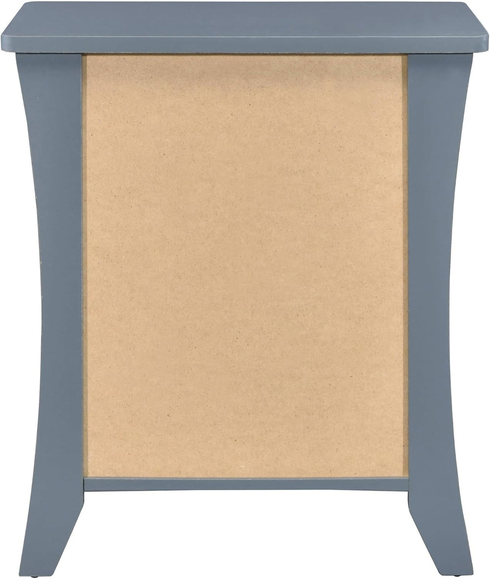 Grey Nightstand with 2 Drawers and Open Shelving,for Small Spaces