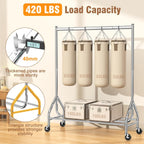 EAGMAK Heavy Duty Clothes Rack Load 420 LBS, 47.2" Long Rolling Garment Rack with Lockable Wheels, Standing Metal Clothing Hanger, Portable Wardrobe Sturdy Coat Organizer for Hanging Clothes (Silver)
