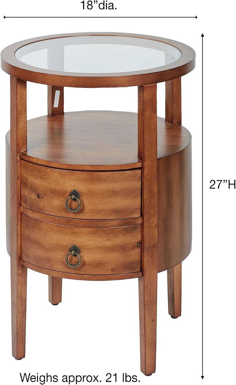Louis Round Side Cabinet | Regal Walnut Finished Wooden Furnishing | Two Stor...