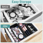 WOWBOX 25 PCS Plastic Drawer Organizer Set, Desk Drawer Divider Organizers and Storage Bins for Makeup, Jewelry, Gadgets for Kitchen, Bedroom, Bathroom, Office, Deep Black