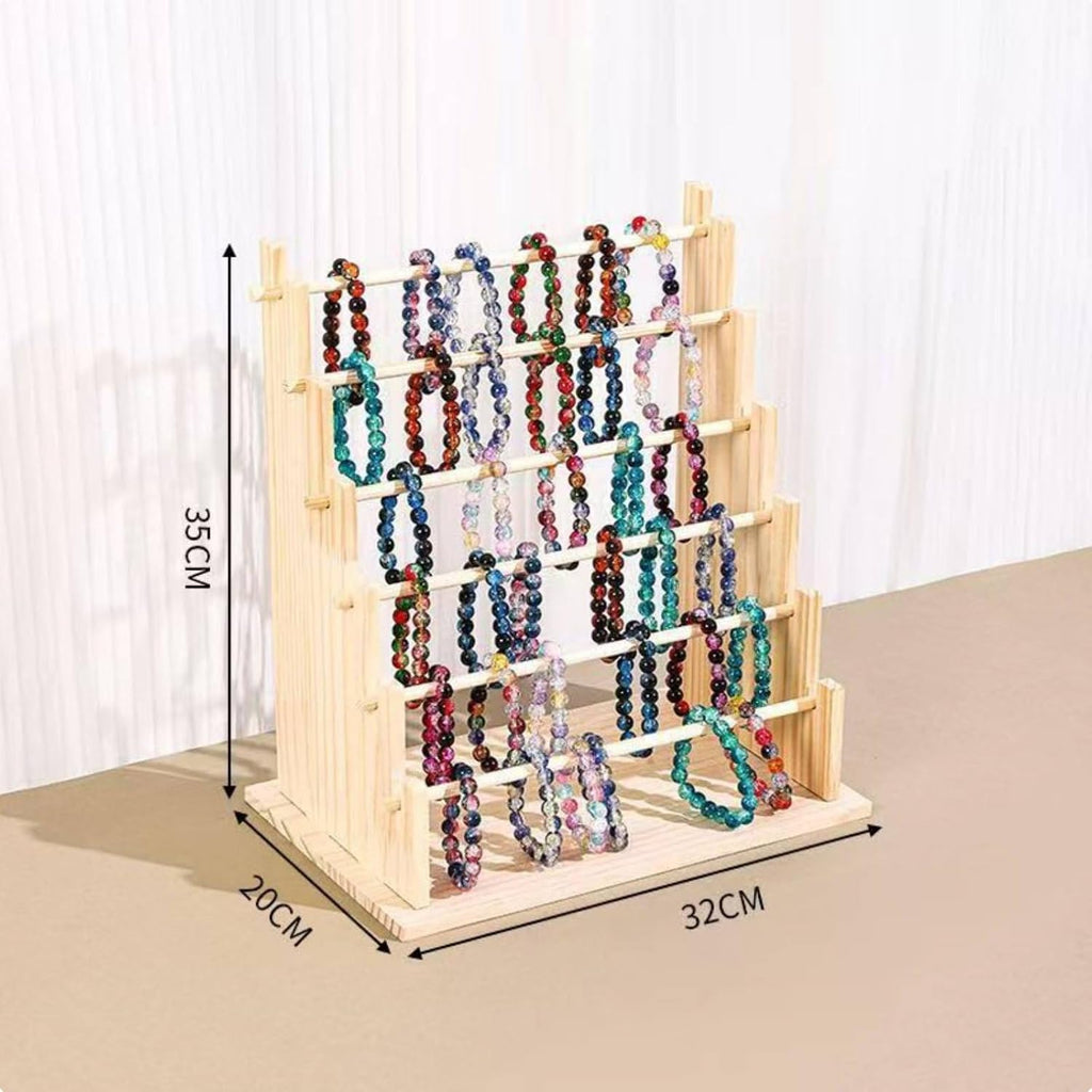 Amagogo Hair Hoop Shelf Solid Wood Accessory Stand Foldable Multi-Tier Ladder Headband Holder Display Rack Suitable for Teen Bedroom Dorm Room, Modern