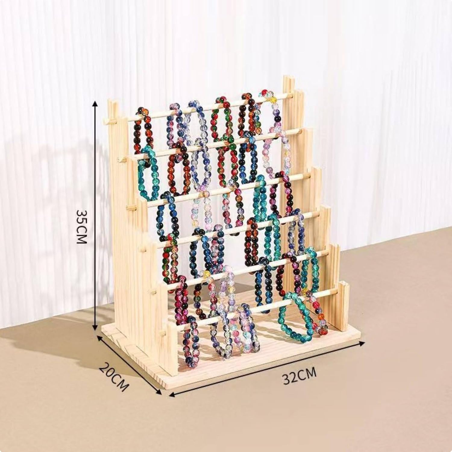 Amagogo Hair Hoop Shelf Solid Wood Accessory Stand Foldable Multi-Tier Ladder Headband Holder Display Rack Suitable for Teen Bedroom Dorm Room, Modern