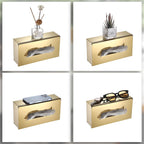 Sumnacon Tissue Box Cover Rectangle Stainless Steel Tissue Box Stylish Tissue Box Holder, Modern Tissue Cover for Bathroom Toilet Bedroom Living Room Kitchen Table Desk Office, Gold