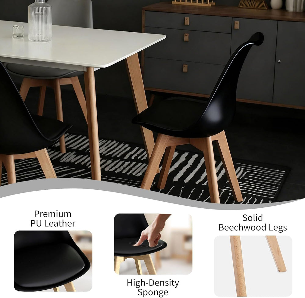 Dining Chairs Set of 8, Mid-Century Kitchen & Dining Room Chairs with Woo...
