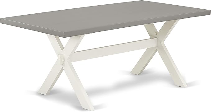 East West Furniture X097SI215-9 9 Piece Kitchen Table & Chairs Set Includes a Rectangle Dining Room Table with X-Legs and 8 Baby Blue Linen Fabric Parsons Chairs, 40x72 Inch, Multi-Color