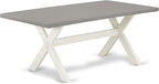 East West Furniture X097EN206-7 7 Piece Dining Room Table Set Consist of a Rectangle Kitchen Table with X-Legs and 6 Dark Shitake Linen Fabric Parson Dining Chairs, 40x72 Inch, Multi-Color