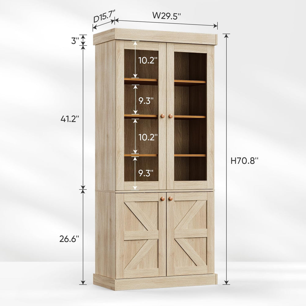 ivaniti 71" Tall Farmhouse Kitchen Pantry, Rustic Brown Wood Storage Cab...