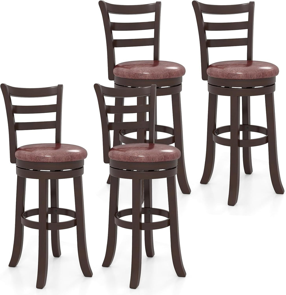 COSTWAY 30” Bar Height Stools Set of 4, Swivel l High-Top Chairs with Backres...