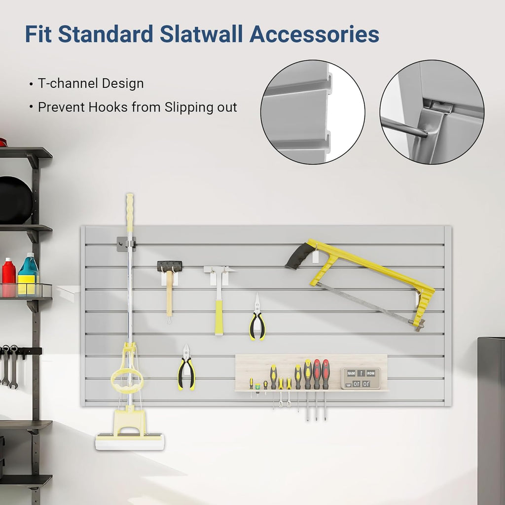 Slatwall Panel 4 FT x 2 FT, Interlocking Slat Wall Paneling, Wall Mounted PVC Slat Wall Panels, Suitable for Garage Storage, Slatwall Board, Shelves - Grey