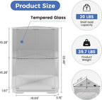 Corner Display Cabinet with Glass Doors, Small Display Case with 3-Color LED Lights and Charging Station, 2-Tier Curio Cabinet with Storage and Shelf, White