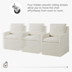 Upholstered Dining Chairs Set of 4, Washable Cover Modren Deskchair with 4 Casters & Hidden Storage for Dining Room, Living Room, Home Office, Beige, 4 Box