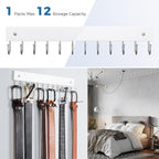 Belt Hanger Wall Mounted, Wooden Belt Organizer Max 12 Storage Capacity, 180° Rotating Space Saving Hangers for Ties, Tank Tops, Scarves, Bras, Keys, Bags White 1 Pack