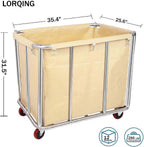 Laundry Cart for Commercial/Home,12 Bushels Heavy Duty Large Stainless Steel Rolling Laundry Basket with Wheels，for Laundry/Toys/Sundries Organizer and Storage,286LBS Load