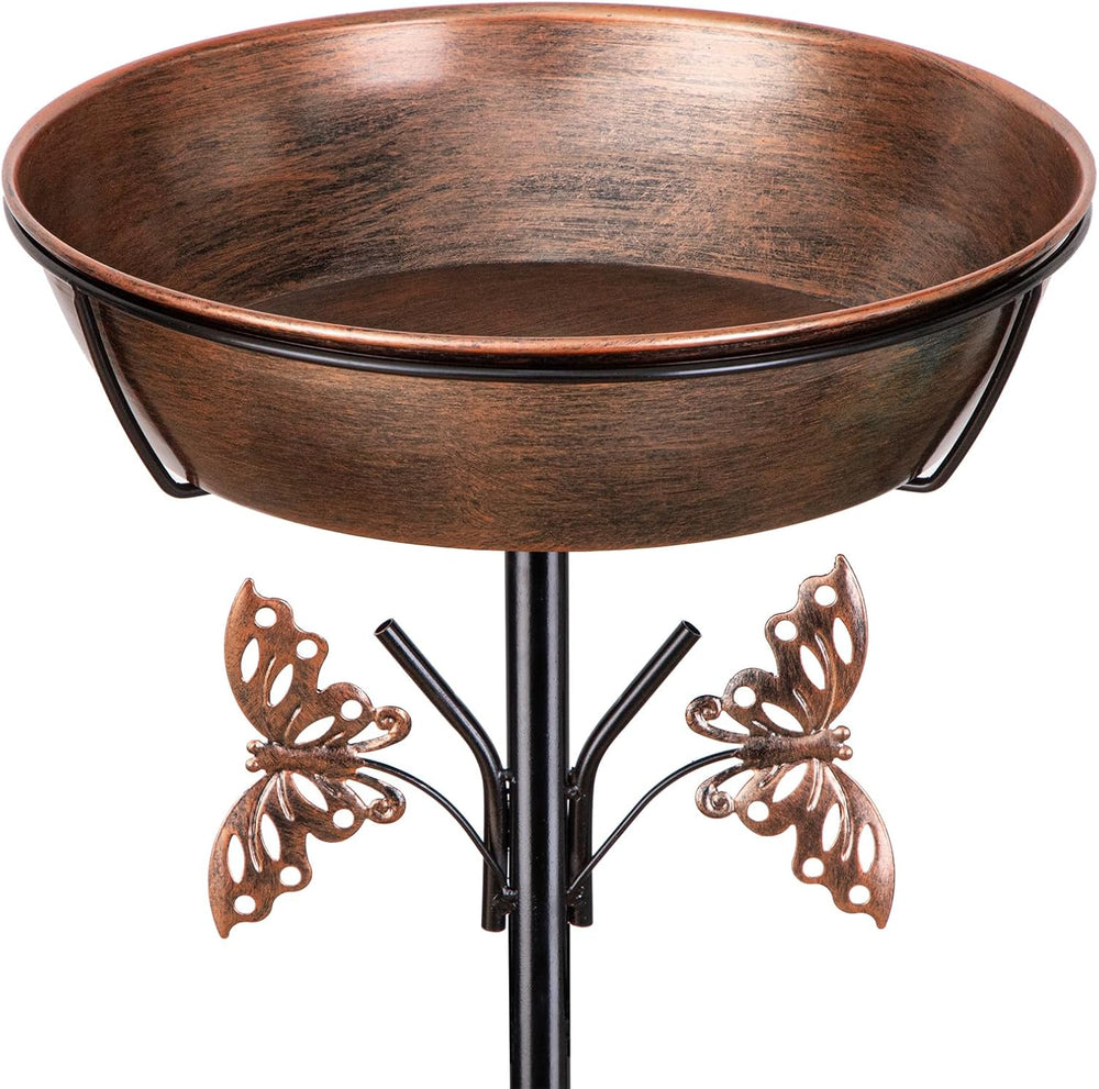 40In Metal Bird Bath for Outdoors,Removable 3" Deep 13" Dia Bowl He...