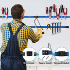 6 Pieces 12" Magnetic Tool Holder Strip, Blue Magnet Bar, Metal Tool Organizer Rack for Garage Organization, Easy To Install in Workshop, Mounting Screws Included
