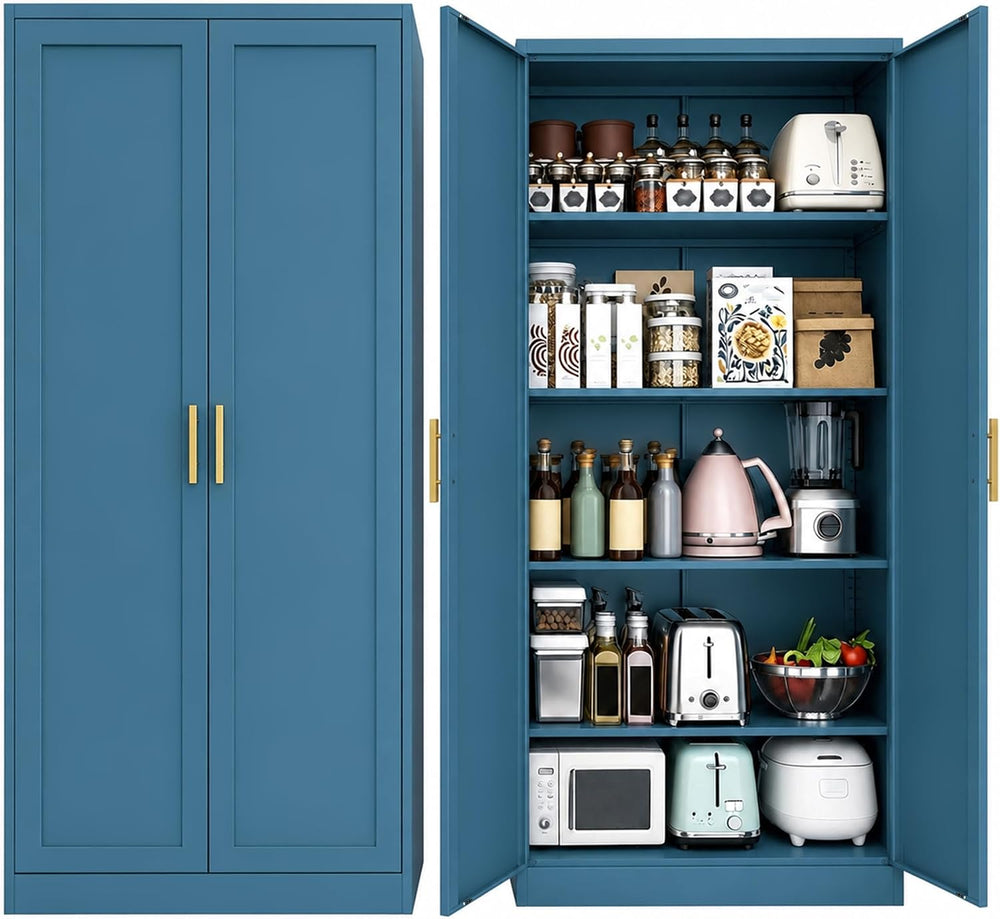 BESFUR 71" Tall Metal Storage Cabinet with 2 Doors and 4 Adjustable Shel...