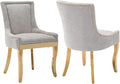 Dining Chairs Set of 2, Kitchen & Dining Room Chairs, Chenille Fabric Upholstered Dinning Chairs, Sillas De Comedor, Nailhead Trim, Metal Legs (Beige, 2 Pcs)
