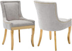 Dining Chairs Set of 2, Kitchen & Dining Room Chairs, Chenille Fabric Upholstered Dinning Chairs, Sillas De Comedor, Nailhead Trim, Metal Legs (Beige, 2 Pcs)