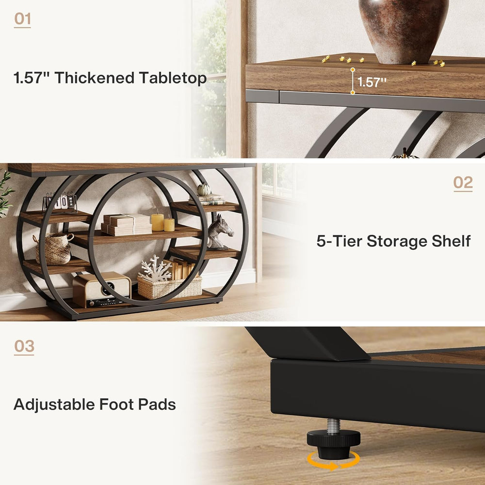 Tribesigns 47" Console Table for Living Room, 5-Tier Industrial Entryway...
