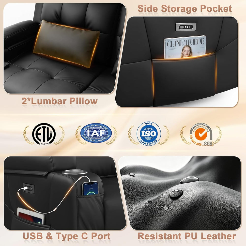 Power Reclining Loveseat with Massage & Heat,Wall Hugger Loveseat Recline...