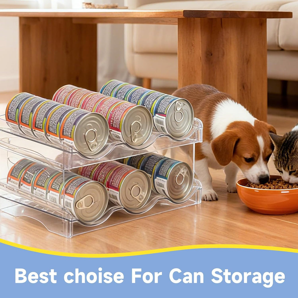 Cat Food Organizer,Can Organizer for Pantry,2-Layers Transparent Cat Food Can Organizer Container Holds 36 (3.5oz) Cans,Canned Cat Food Organizer and Storage for Countertop Kitchen Cabinet