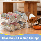 Cat Food Organizer,Can Organizer for Pantry,2-Layers Transparent Cat Food Can Organizer Container Holds 36 (3.5oz) Cans,Canned Cat Food Organizer and Storage for Countertop Kitchen Cabinet