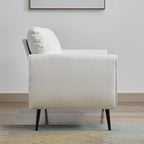 TYBOATLE Mid Century Modern White Leather Couch - 61" Loveseat, Tufted, Comfy 2 Seat Settee for Living Room or Office, Fits Small Spaces, Easy Assembly (2, White)