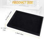 Mornajina 9" x 5.7" Velvet Jewelry Tray Jewelry Display Tray, Stackable Empty Plate Trays for Earrings Necklaces Bracelet Rings Display Showcase - Black