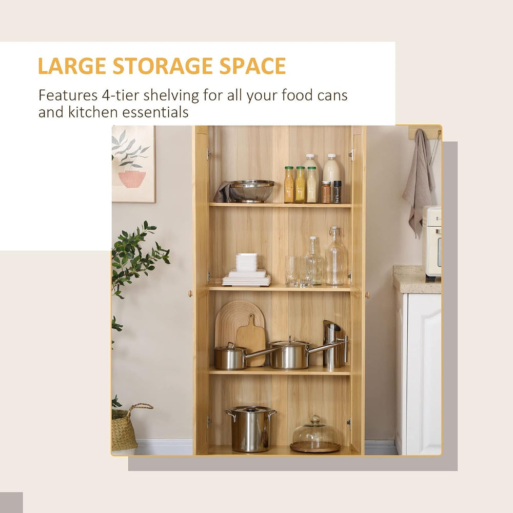 HOMCOM 67" Pinewood Kitchen Pantry Storage Cabinet, Freestanding Cabinet...