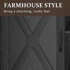 Farmhouse TV Stand with Sliding Barn Door for TVs up to 65+ Inch, 34" Tall Entertainment Center, Wood Media Console Storage Cabinet for Bedroom, Living Room, Black