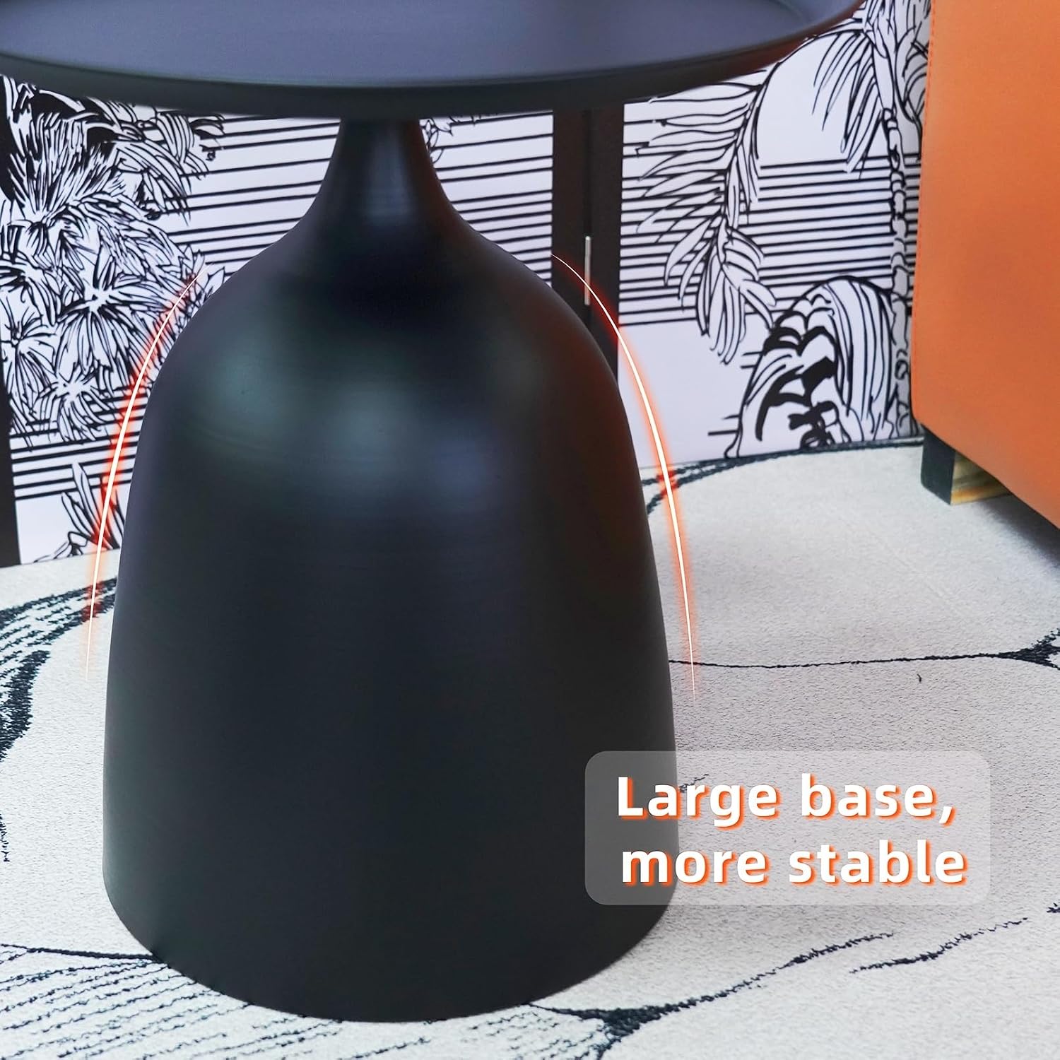 Benkyo Black Nesting Tables Pedestal Coffee Table Set of 2 Nesting Side Tables Round Metal End Table Small Circle Modern Sofa Table for Living Room，Black