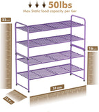 SUFAUY 2-Tier 33" Wide Shoe Rack Closet Metal Wire, Stackable, Purple