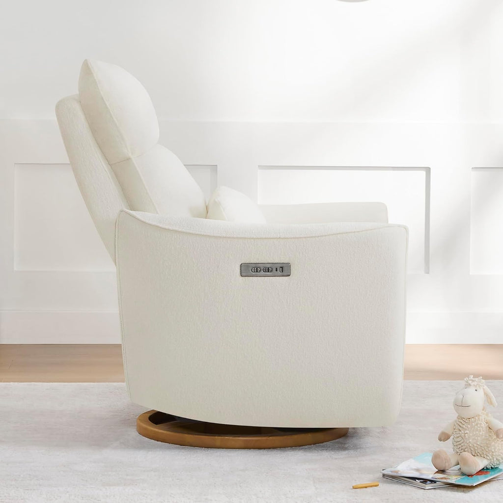 CHITA Power Swivel Glider Recliner Chair, Dual Motor Nursery Glider, Cream | Nursery Rocking Chair with Adjustable Power Headrest, FSC Certified Solid Wood Base, for Bedroom, Living Room