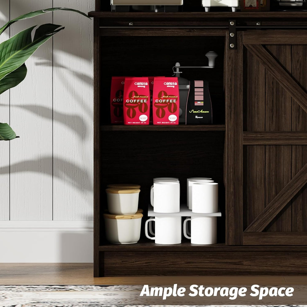 4ever2buy 55" Farmhouse Coffee Bar Cabinet with Storage & Wine Rack,...
