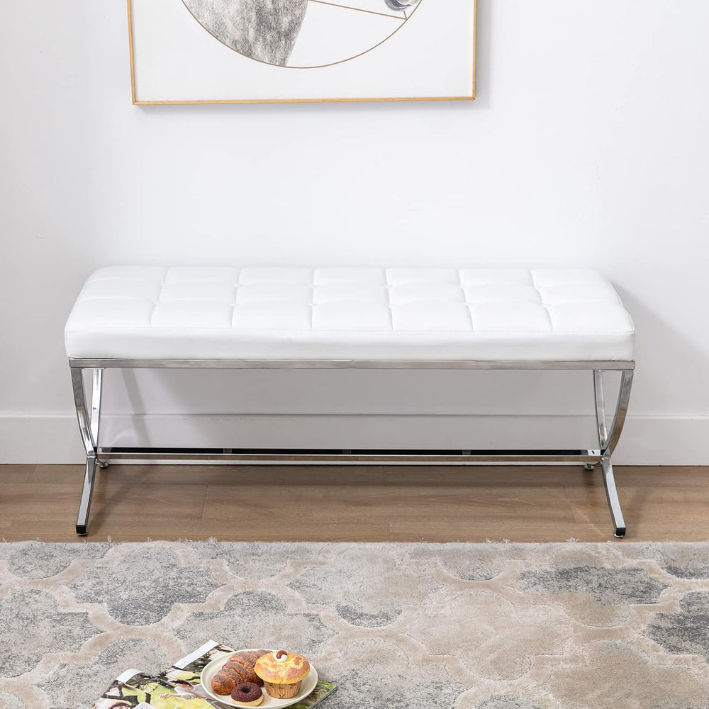 DUOMAY Modern Tufted Ottoman Bench, 45.75" W x 16.5" D x 19.25&quot...